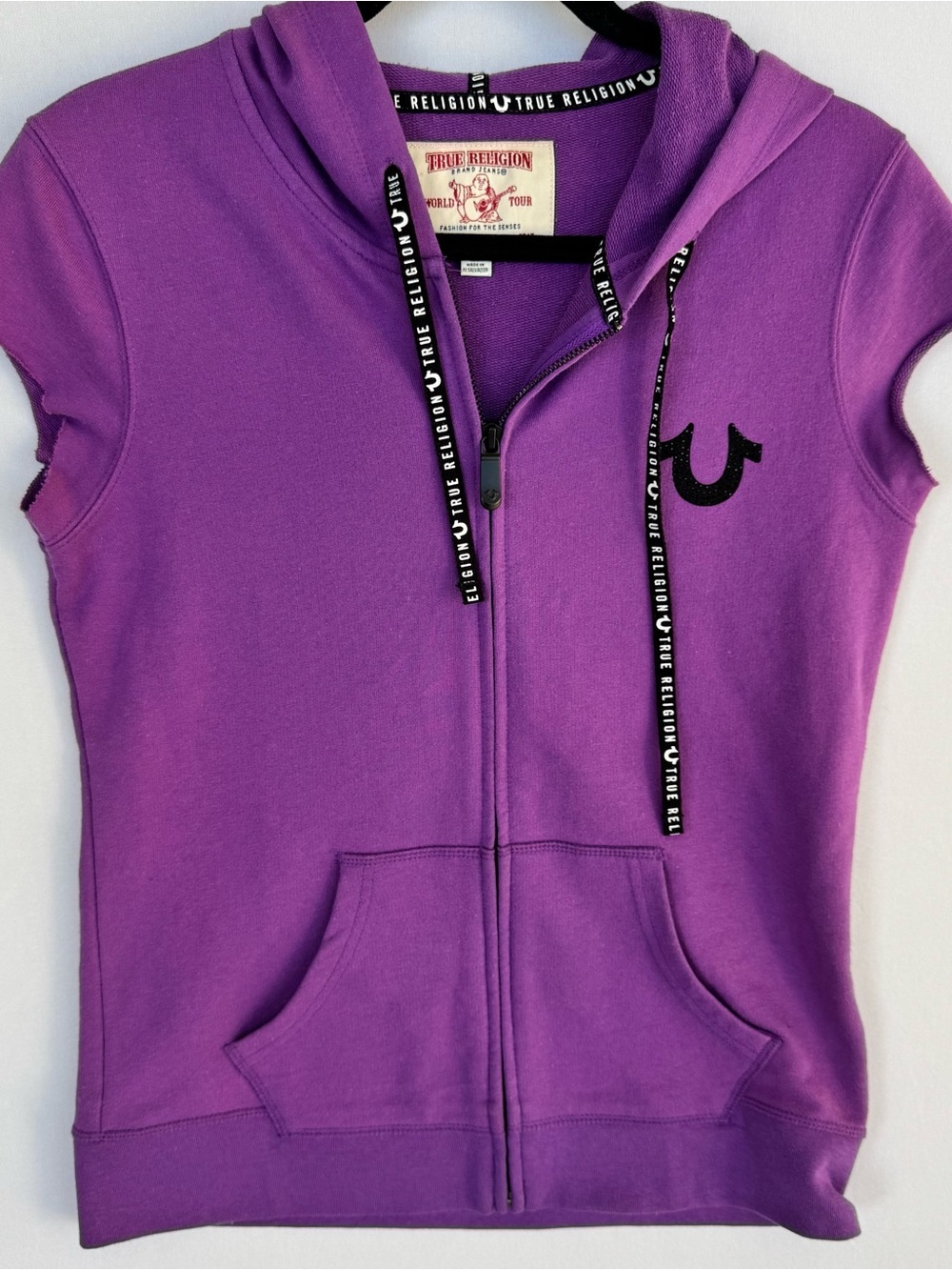 True Religion Purple Short-Sleeve Zip-Up Hoodie - Picture 13 of 13